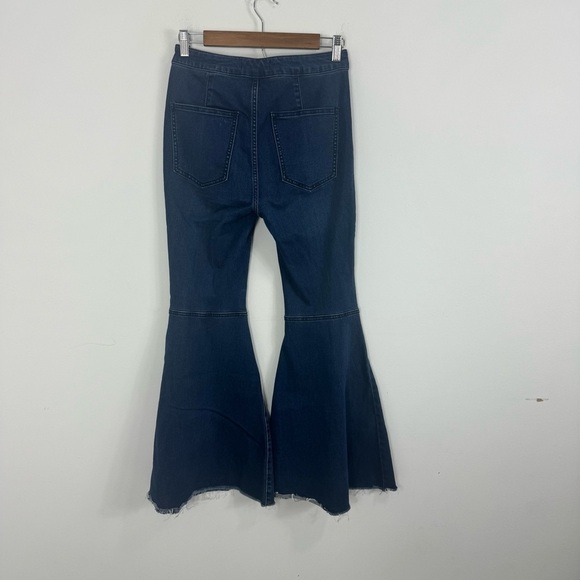 Free People Blue Flare Wide Leg Jeans Size 27 Short High Rise Denim - Picture 8 of 12